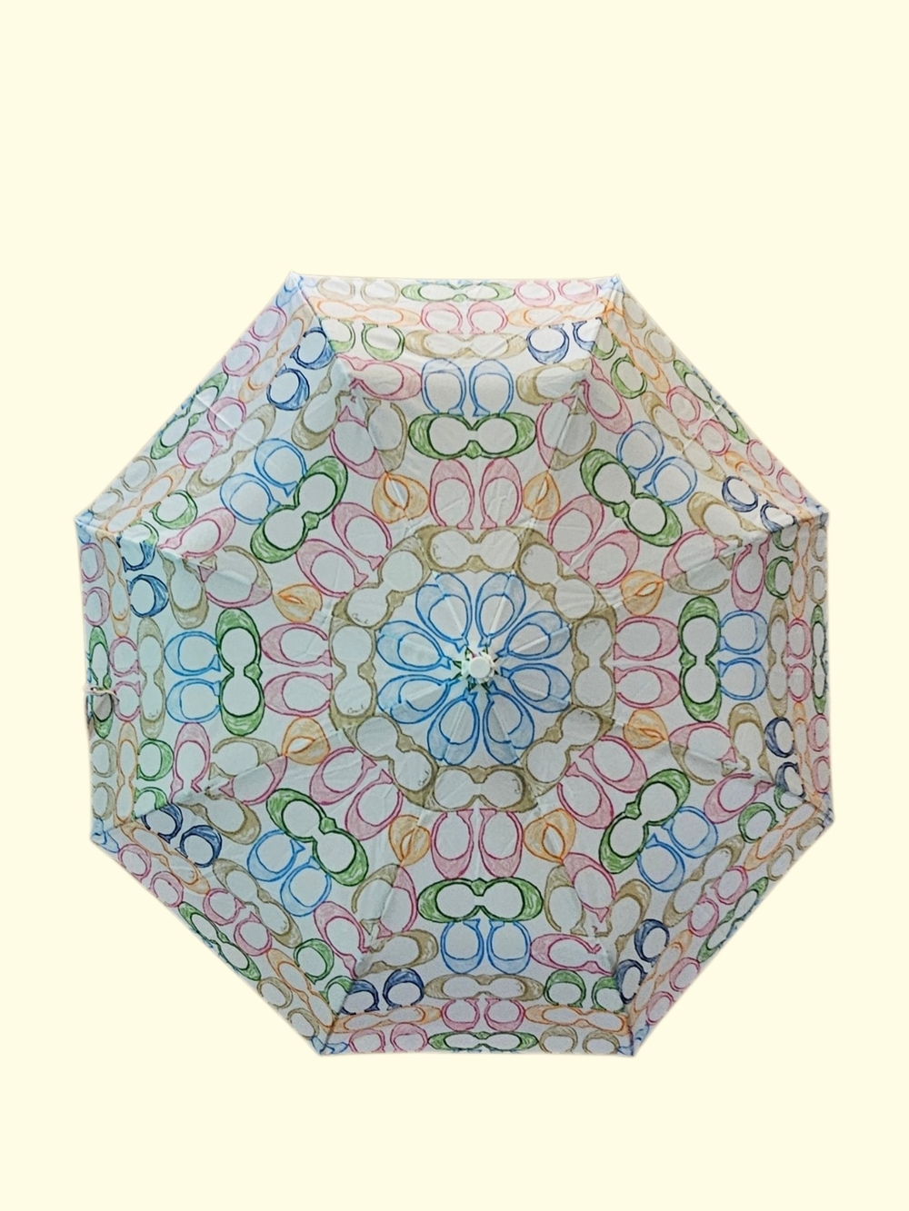 COACH multi color C Umbrella Push Button With Cover NWT